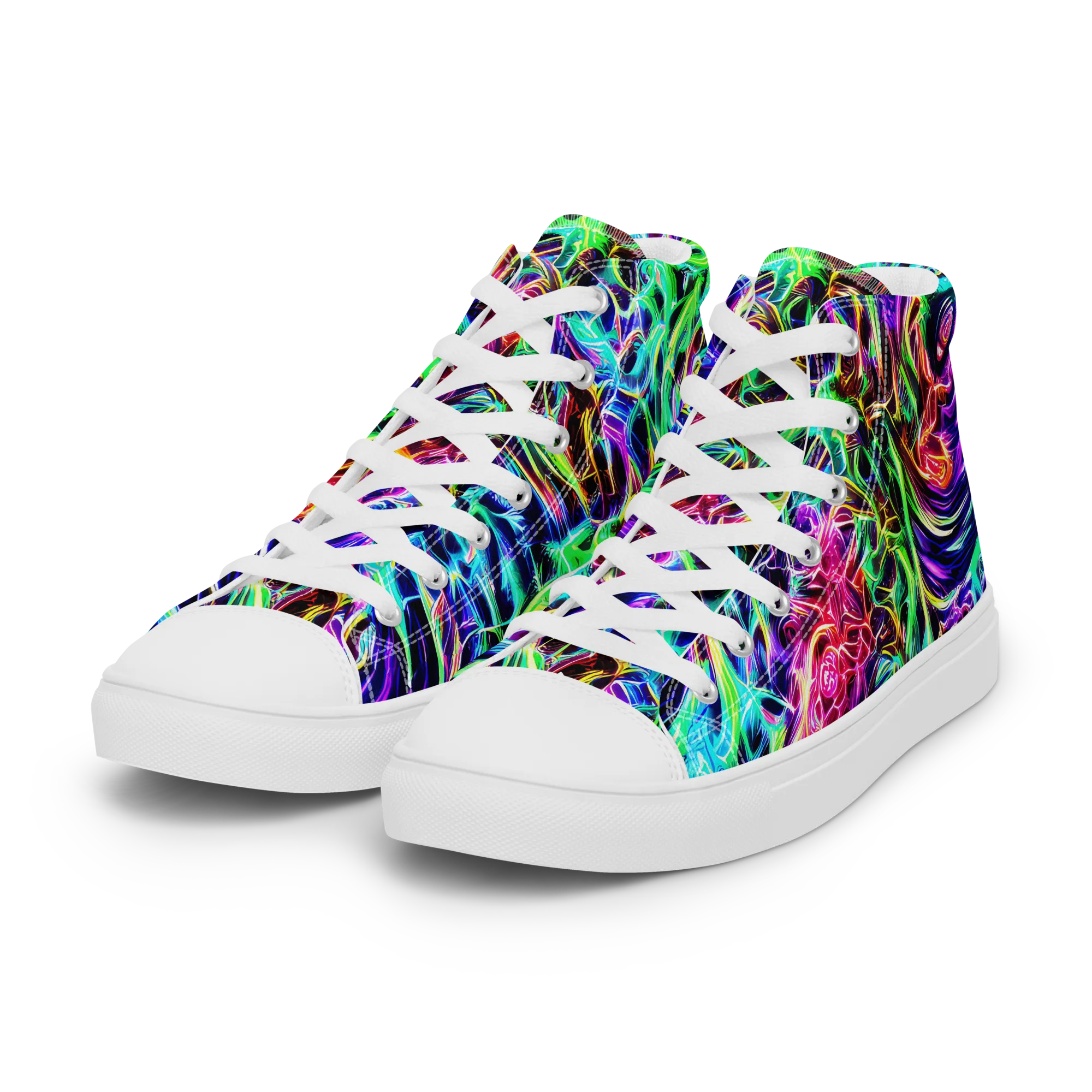 Electric Wilds on Women's High Top Canvas Shoes — Left Front