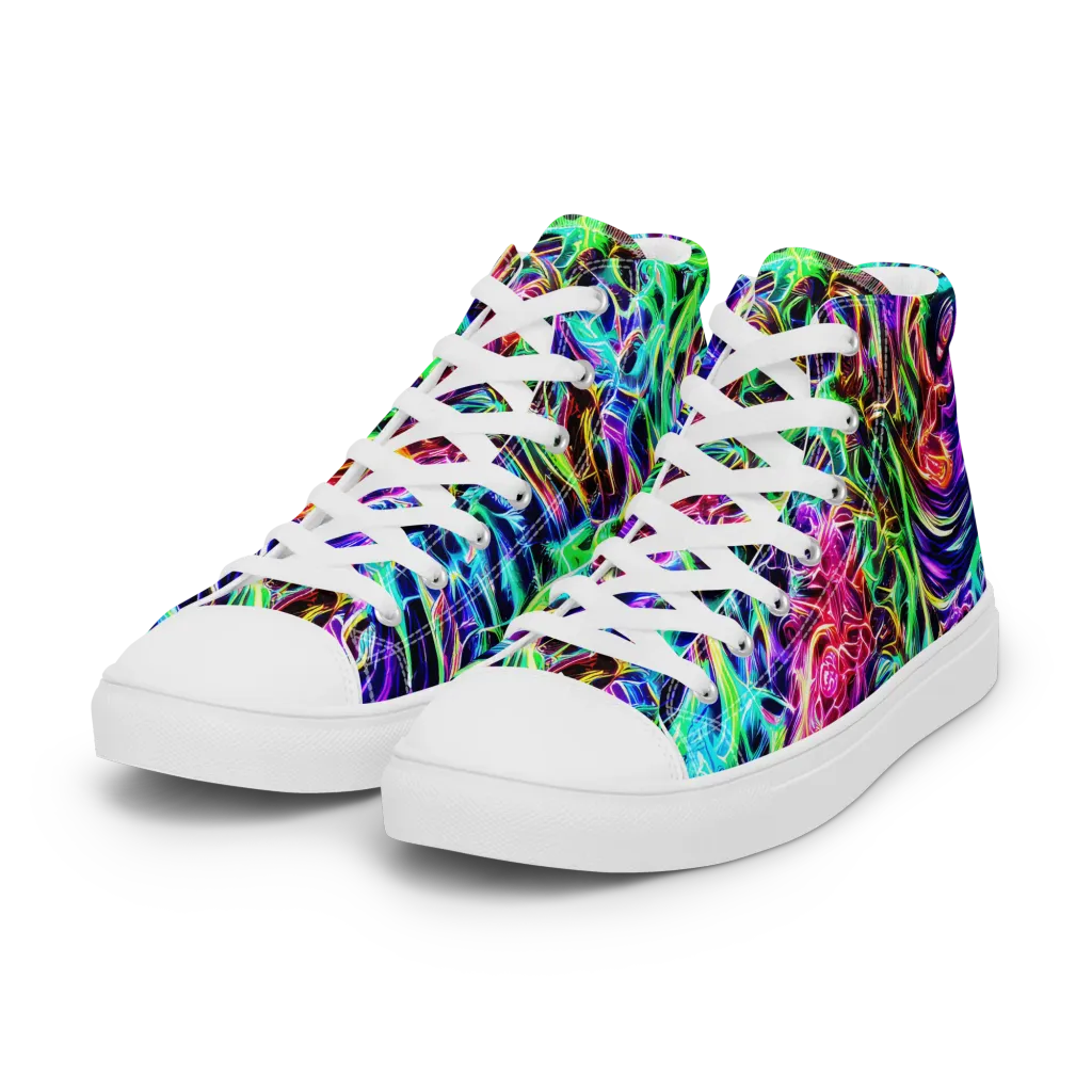 Electric Wilds on Women's High Top Canvas Shoes — Left Front