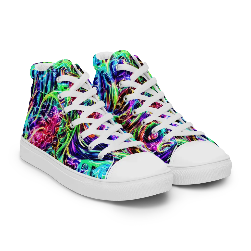 Electric Wilds on Women's High Top Canvas Shoes — Right Front