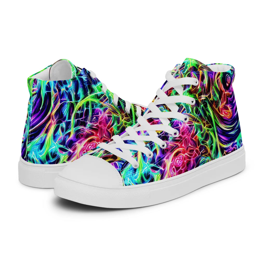 Electric Wilds on Women's High Top Canvas Shoes — Left