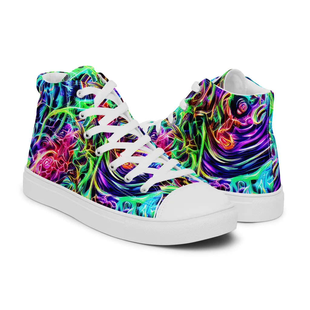 Electric Wilds on Women's High Top Canvas Shoes — Right
