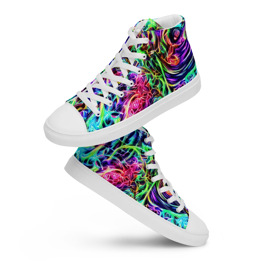 Electric Wilds on Women's High Top Canvas Shoes — Front