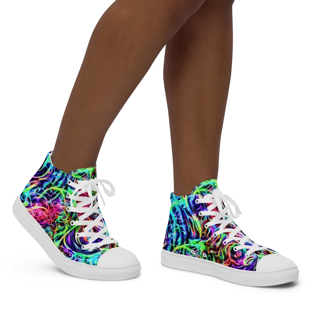 Electric Wilds on Women's High Top Canvas Shoes — Right