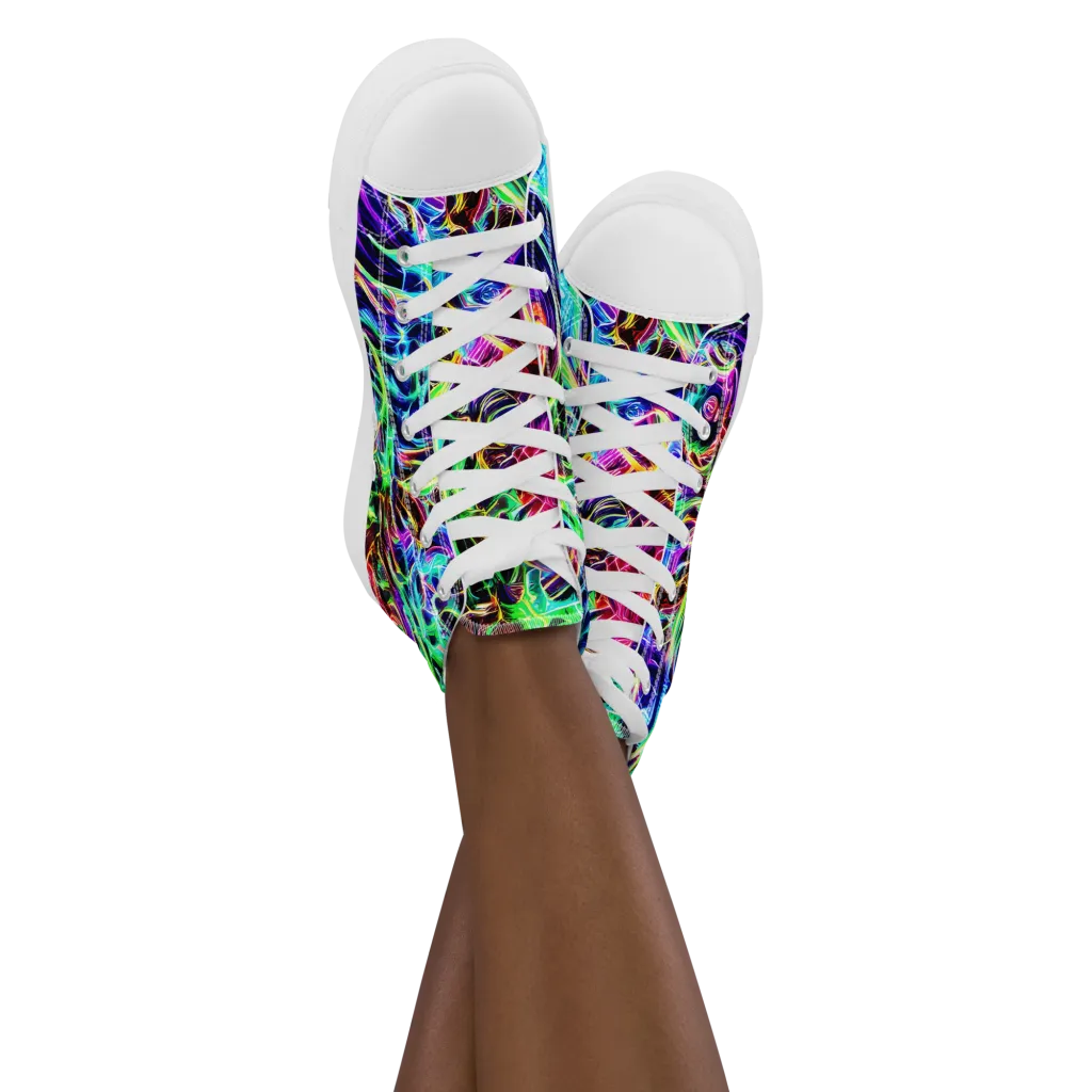 Electric Wilds on Women's High Top Canvas Shoes — Front