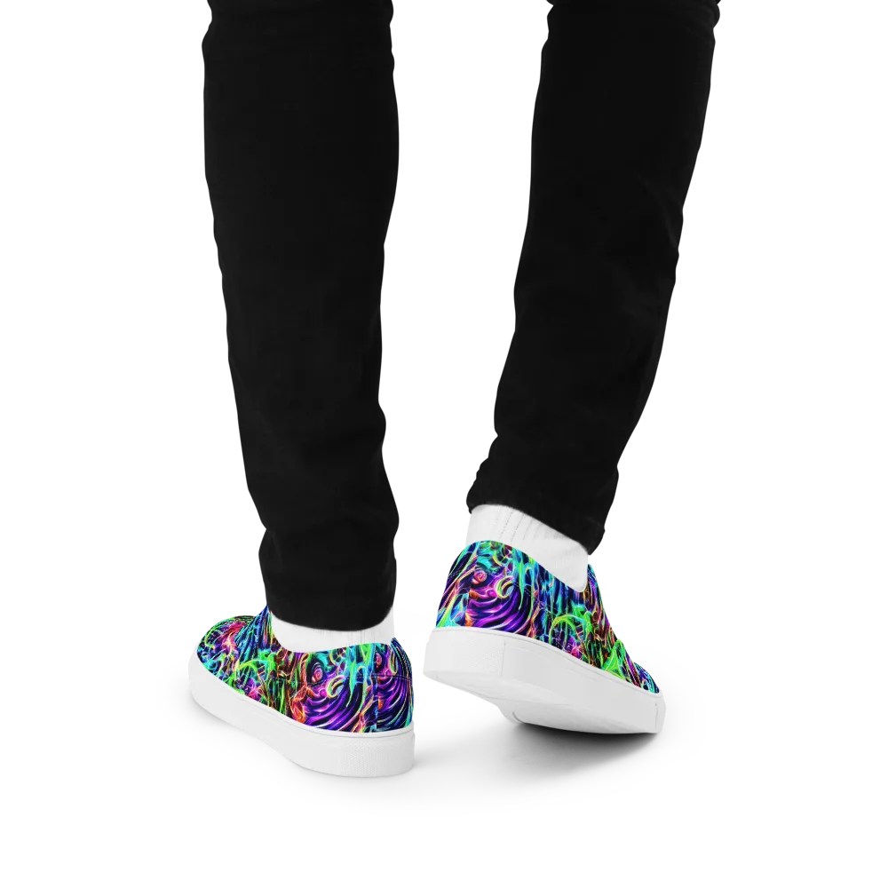 Electric Wilds on Men's Lace-Up Canvas Shoes — Back