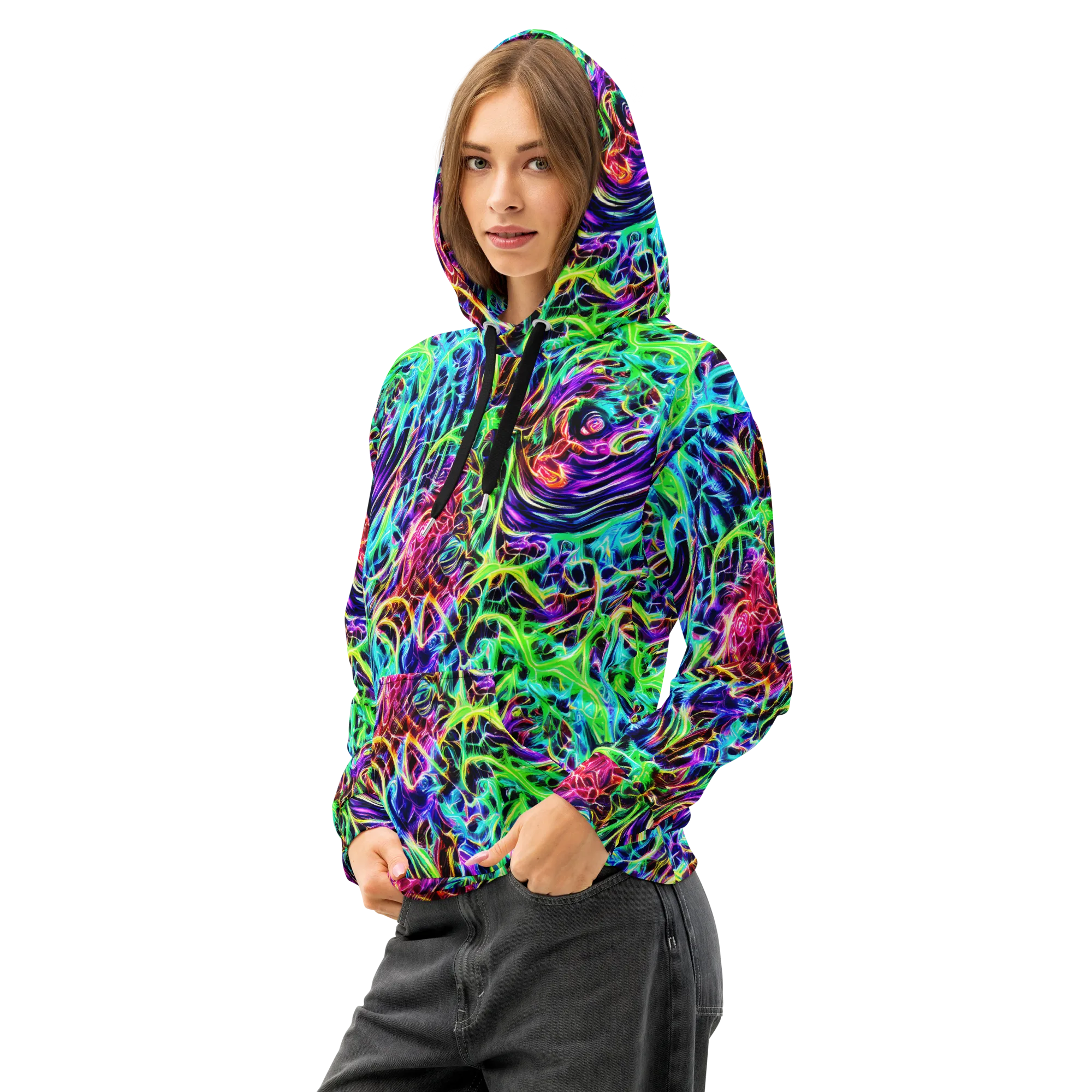 Electric Wilds on Cotton Hoodie — Left Front