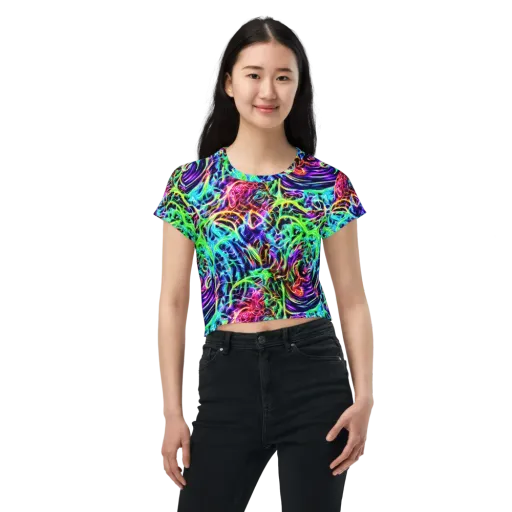 Electric Wilds on a Crop Tee