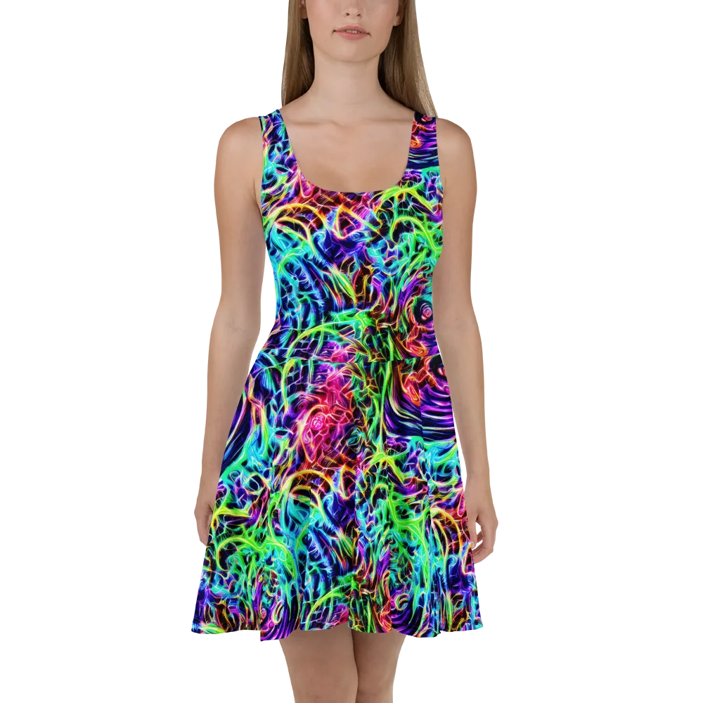 Electric Wilds on Skater Dress — Front