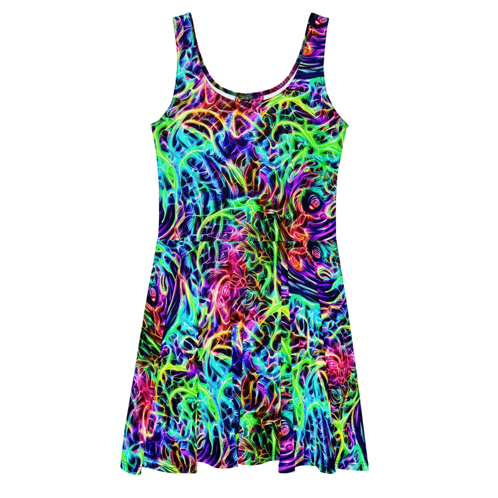 Electric Wilds on Skater Dress — Front