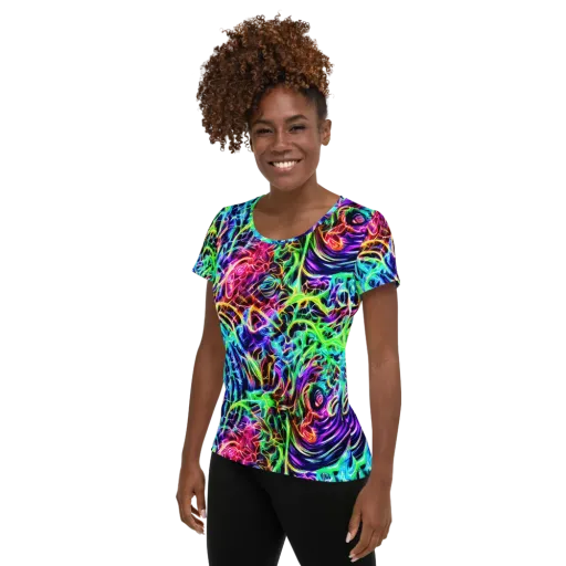Electric Wilds on a Women's Athletic T-Shirt