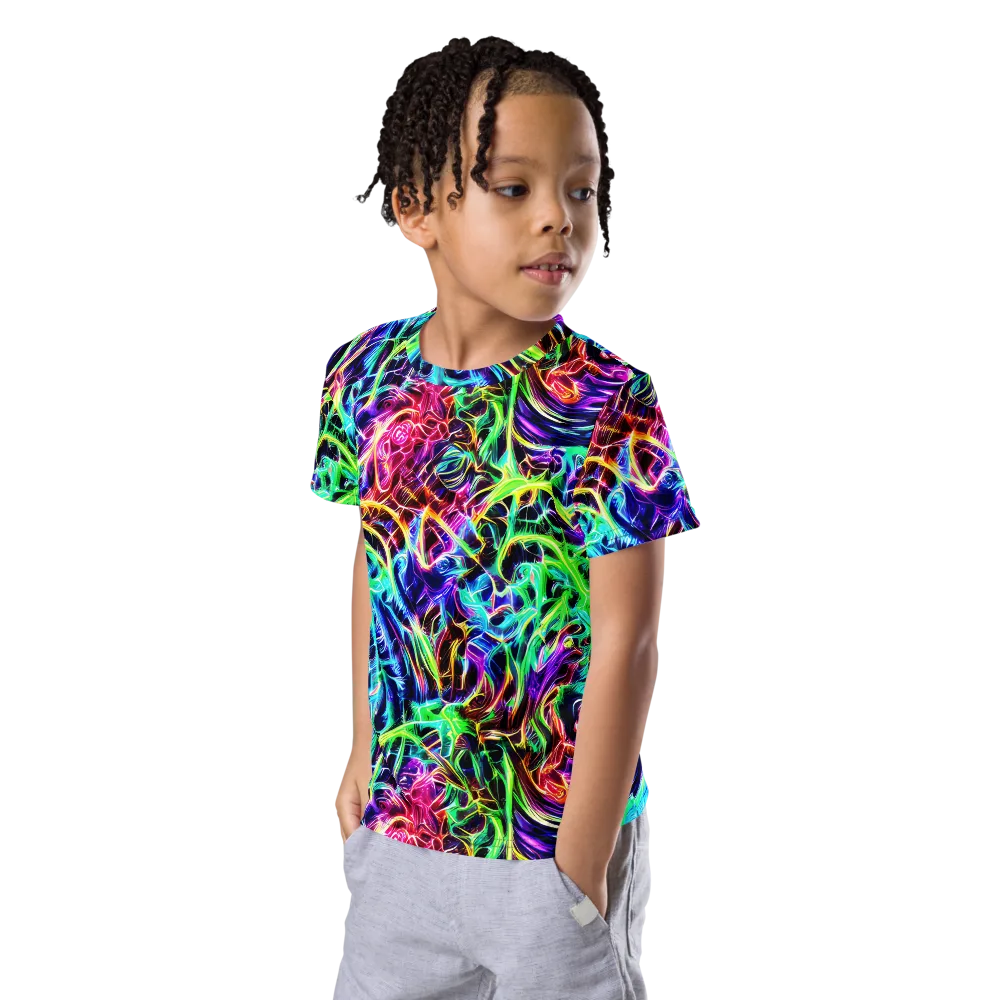 Electric Wilds on Kids Crew Neck T-Shirt — Left Front
