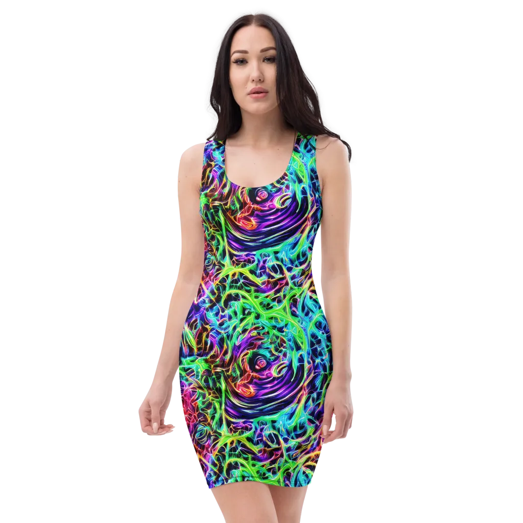 Electric Wilds on Bodycon Dress — Front
