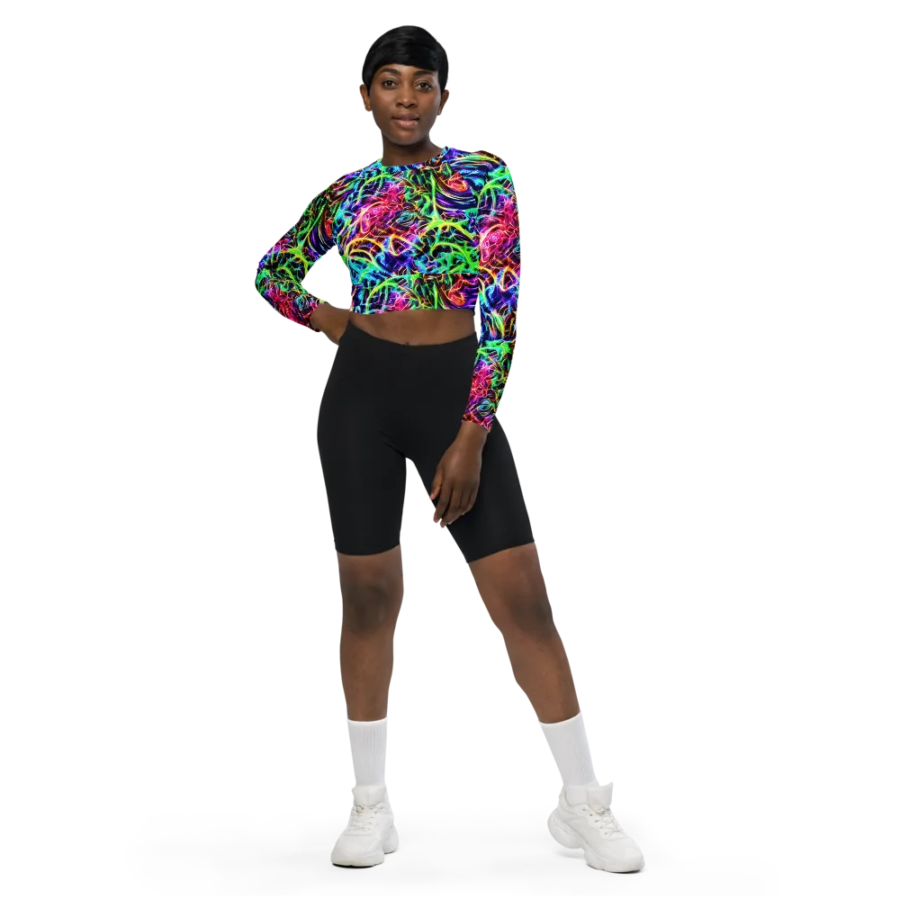 Electric Wilds on Long Sleeve Crop Top — Front