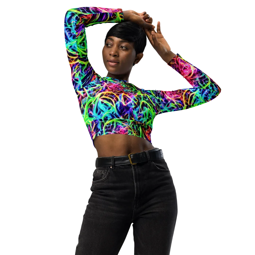 Electric Wilds on Long Sleeve Crop Top — Front