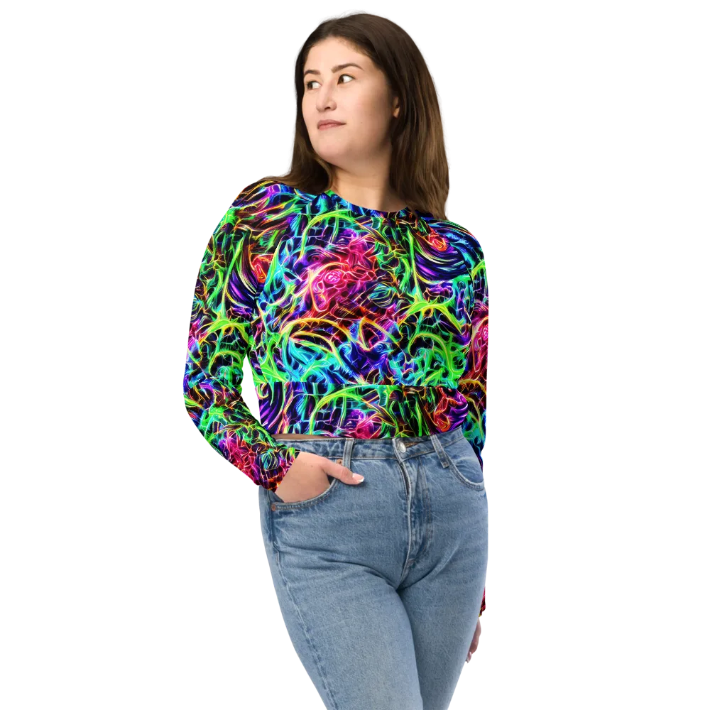 Electric Wilds on Long Sleeve Crop Top — Front