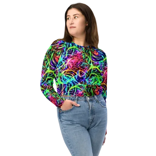 Electric Wilds on a Long Sleeve Crop Top