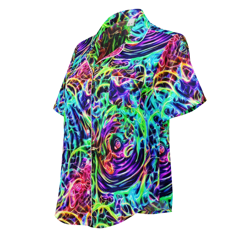 Electric Wilds on Women's Short Sleeve Pajama Top — Left Front