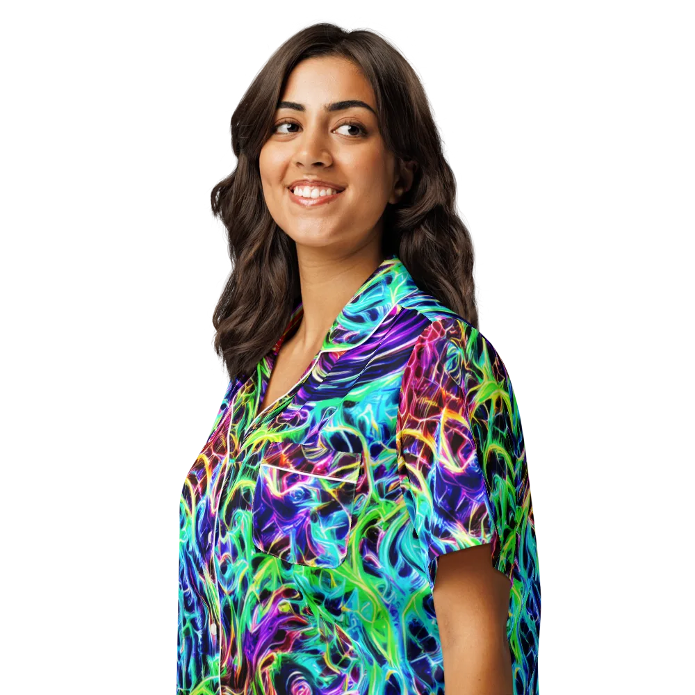 Electric Wilds on Women's Short Sleeve Pajama Top — Left Front