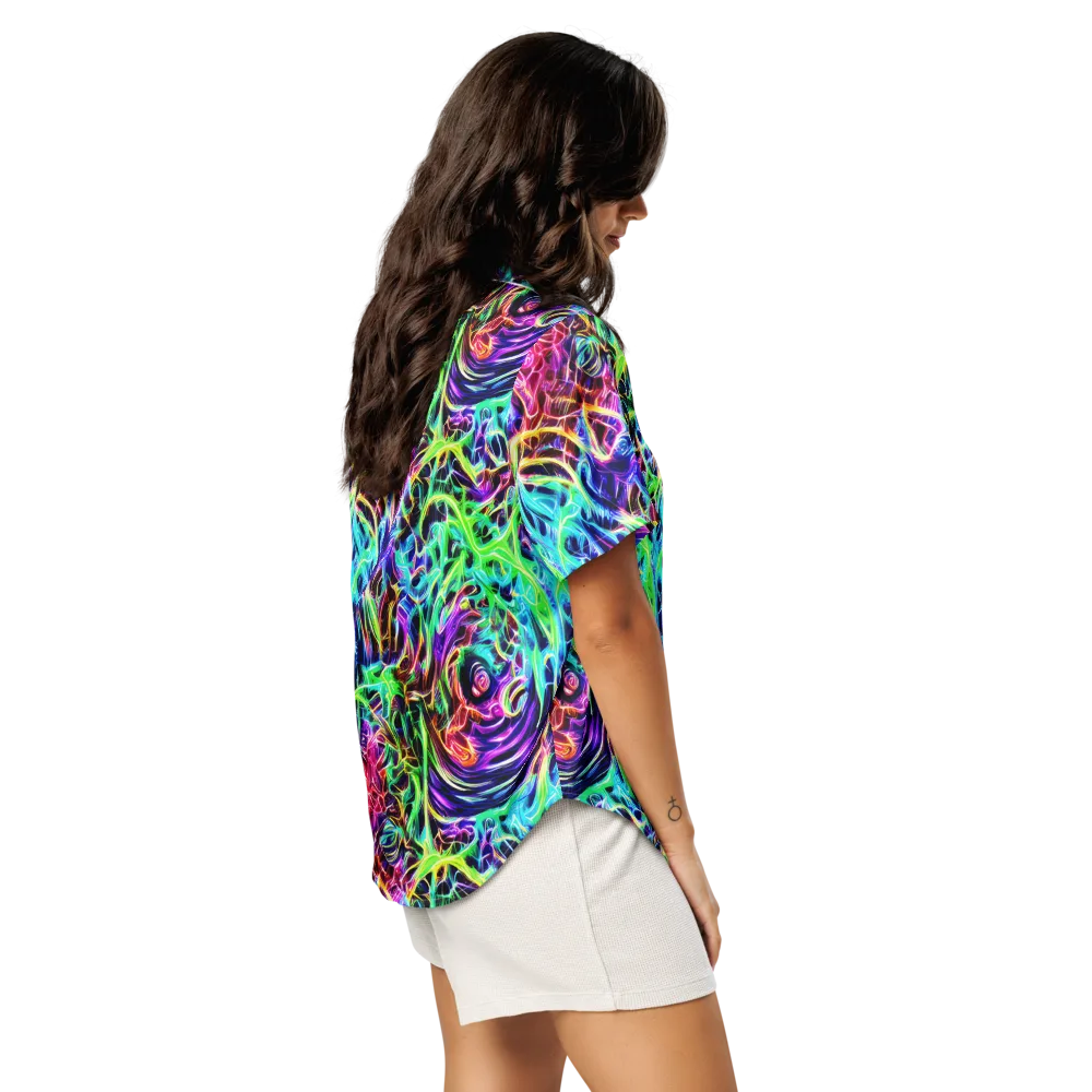 Electric Wilds on Women's Short Sleeve Pajama Top — Right Back