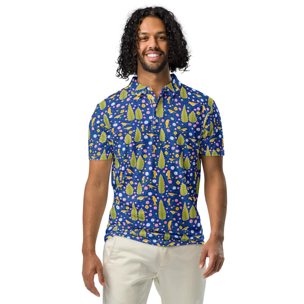 Golden Garden Flight on Men's Slim Fit Polo Shirt — Front