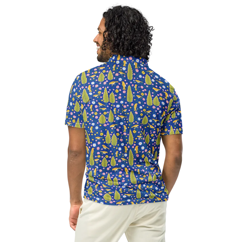 Golden Garden Flight on Men's Slim Fit Polo Shirt — Back