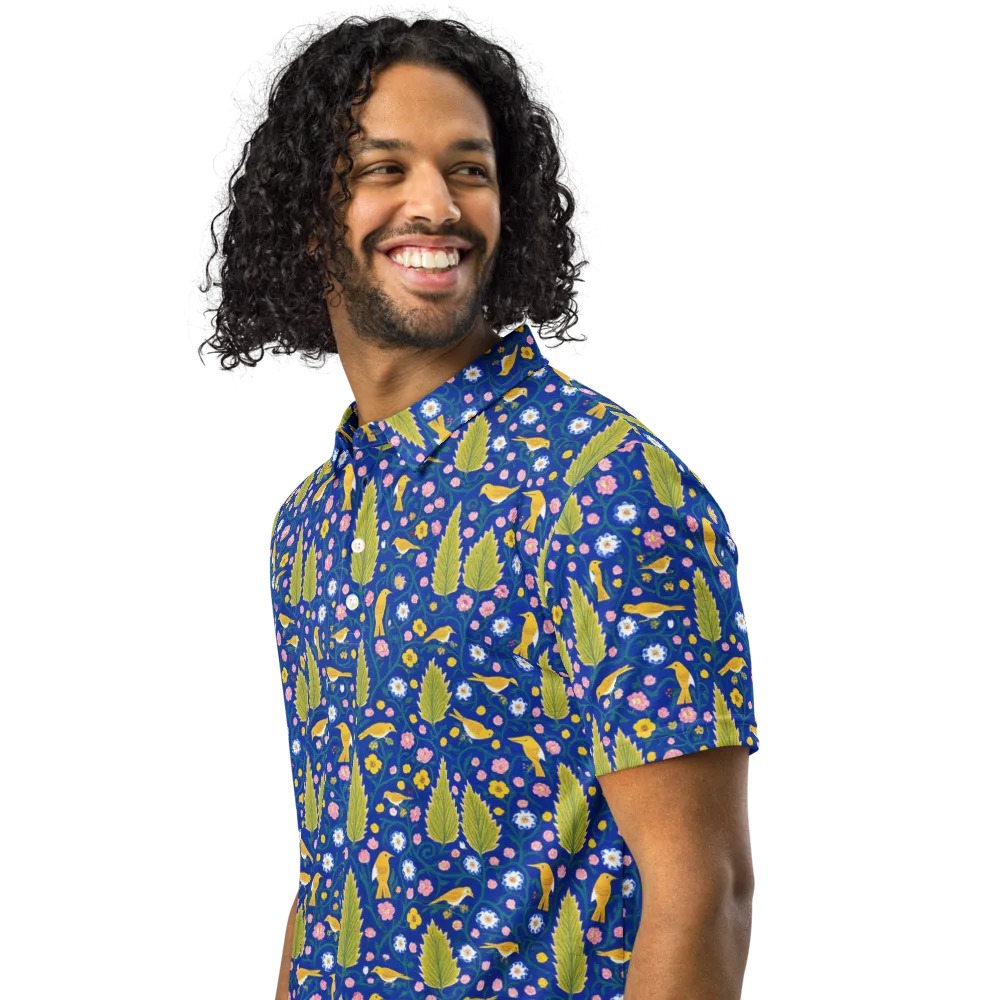 Golden Garden Flight on Men's Slim Fit Polo Shirt — Left Front