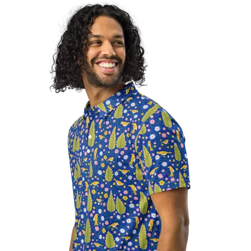 Golden Garden Flight on a Men's Slim Fit Polo Shirt