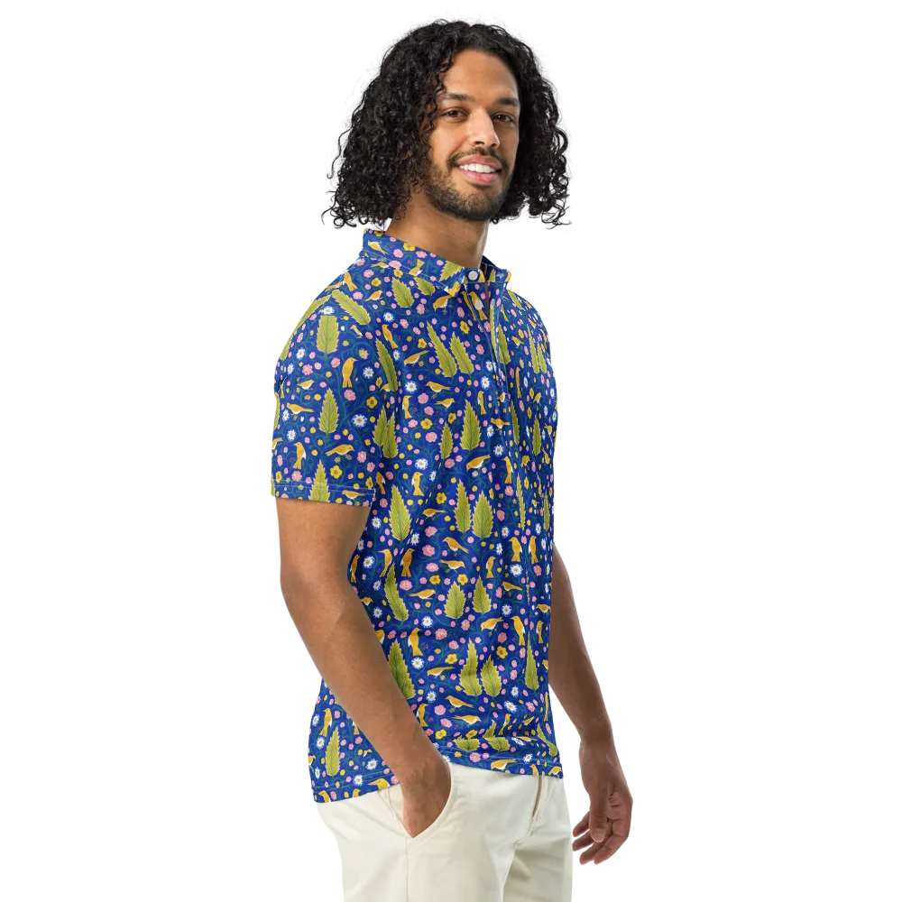 Golden Garden Flight on Men's Slim Fit Polo Shirt — Right Front