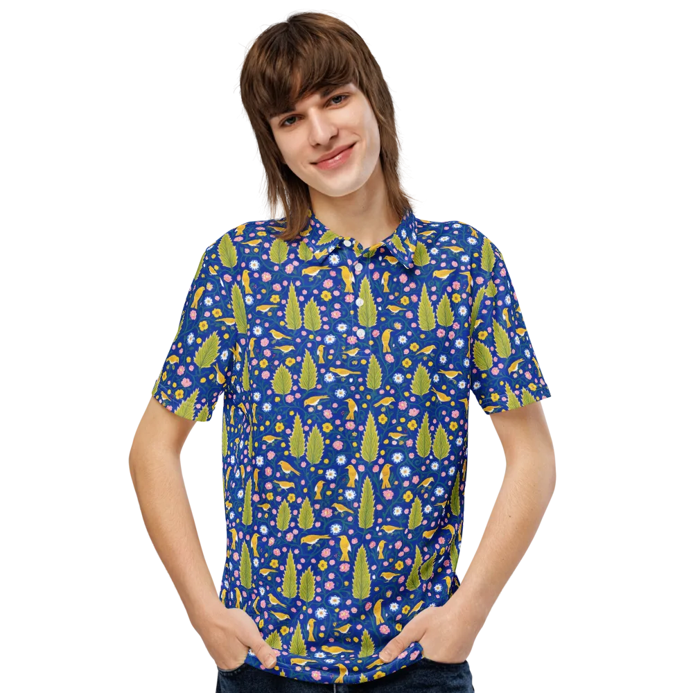 Golden Garden Flight on Men's Slim Fit Polo Shirt — Front