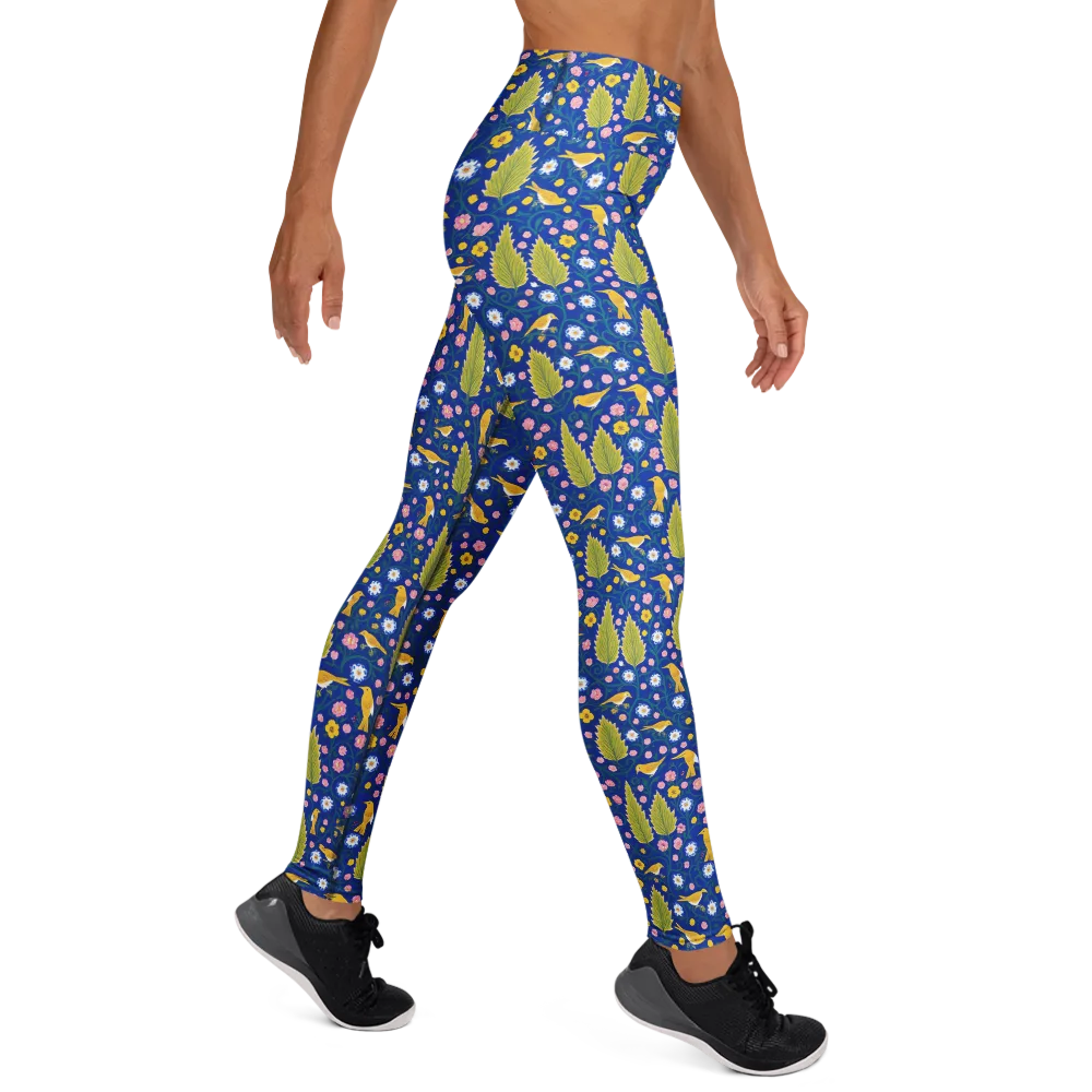 Golden Garden Flight on Yoga Leggings — Right
