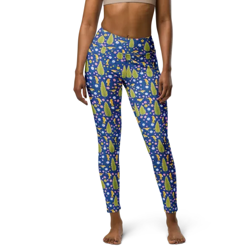 Golden Garden Flight on a Yoga Leggings