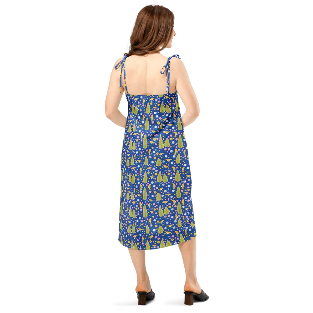 Golden Garden Flight on Slip Dress — Back