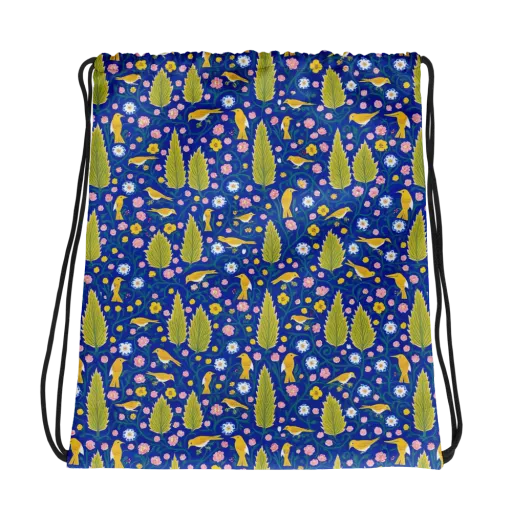 Golden Garden Flight on a Drawstring Bag