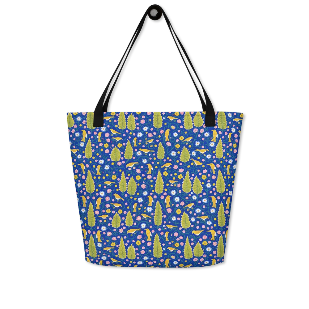Golden Garden Flight on Large Tote Bag W/ Pocket — Front
