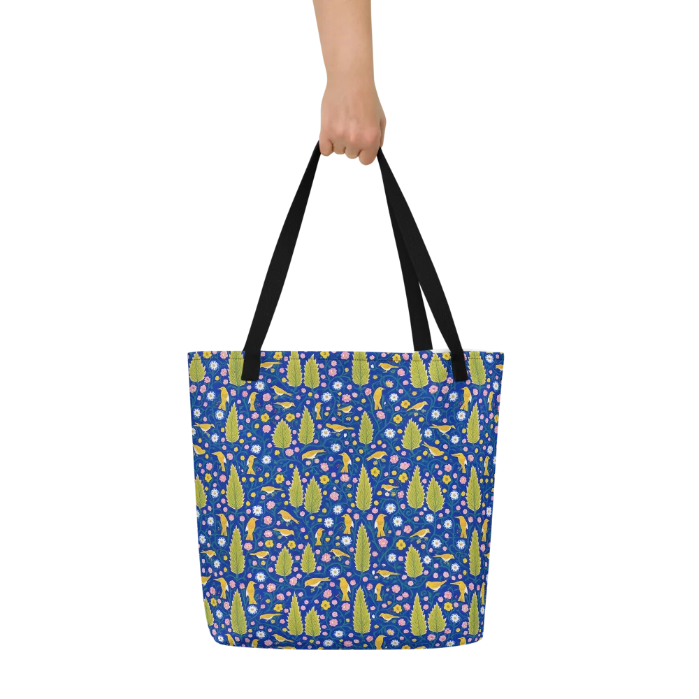 Golden Garden Flight on Large Tote Bag W/ Pocket — Front
