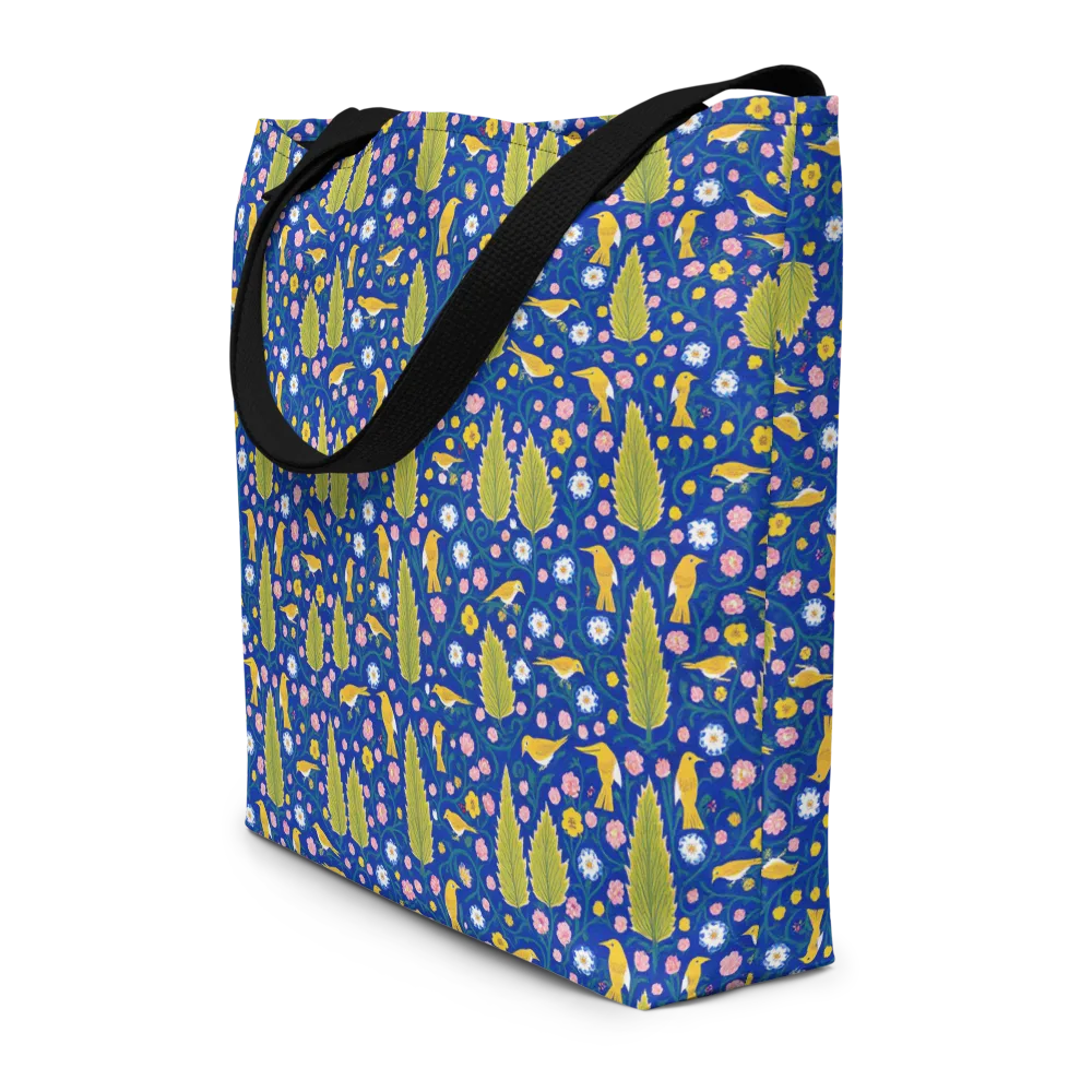 Golden Garden Flight on Large Tote Bag W/ Pocket — Front