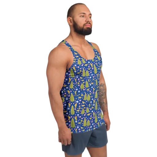 Golden Garden Flight on a Men's Tank Top