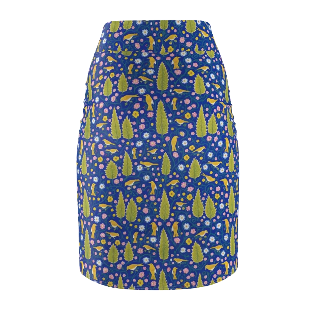 Golden Garden Flight on Pencil Skirt — Back