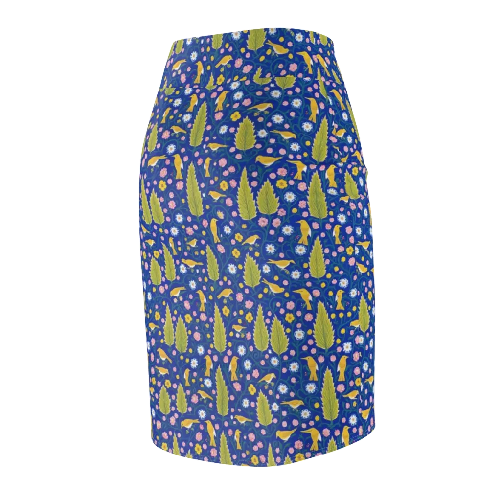 Golden Garden Flight on Pencil Skirt — Back Side