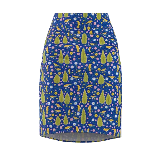 Golden Garden Flight on a Pencil Skirt