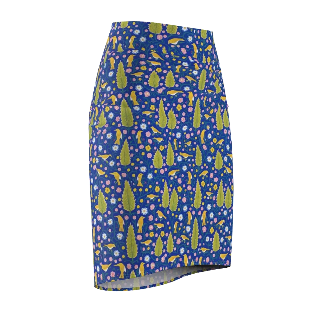 Golden Garden Flight on Pencil Skirt — Front Side