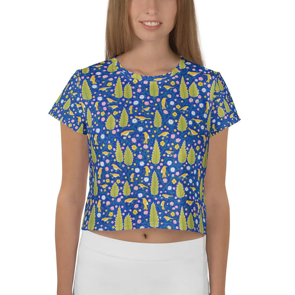 Golden Garden Flight on Crop Tee — Front