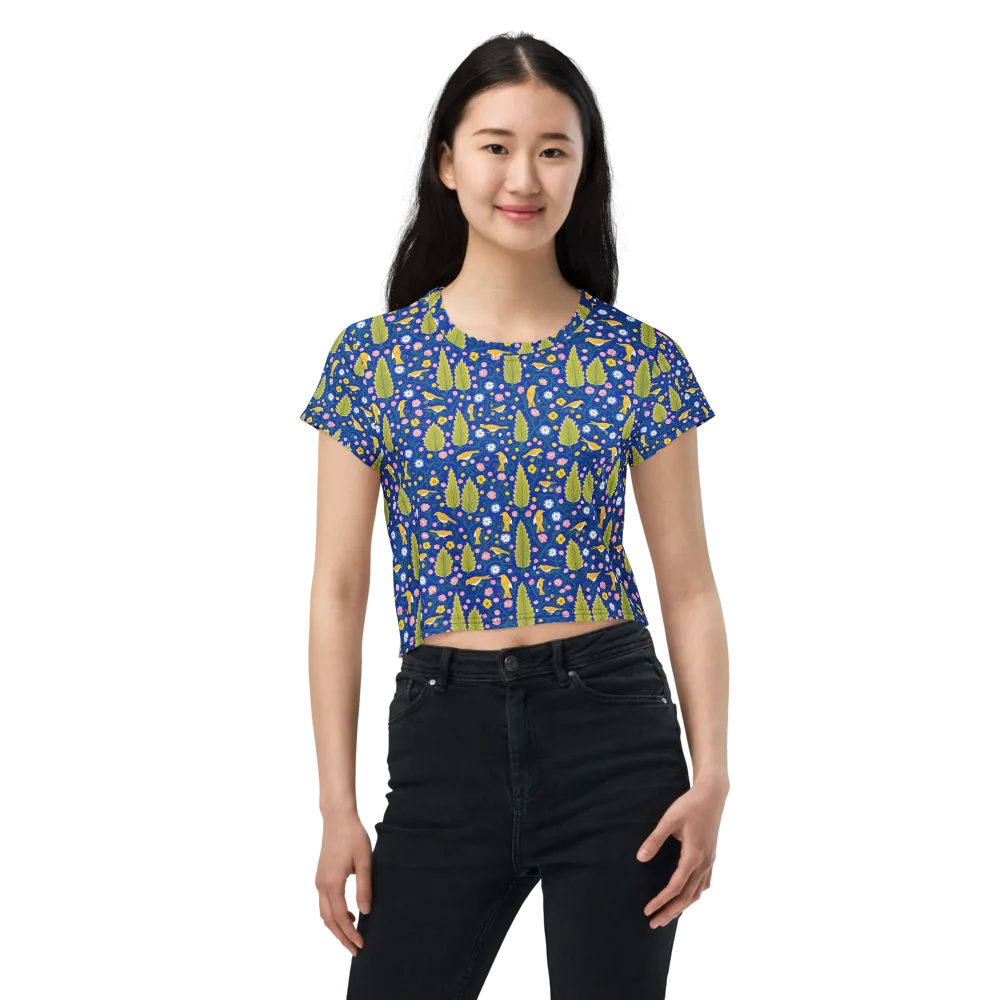 Golden Garden Flight on Crop Tee — Front