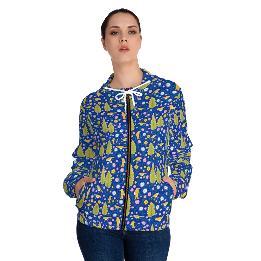 Golden Garden Flight on Women's Full-Zip Hoodie — Front On Person