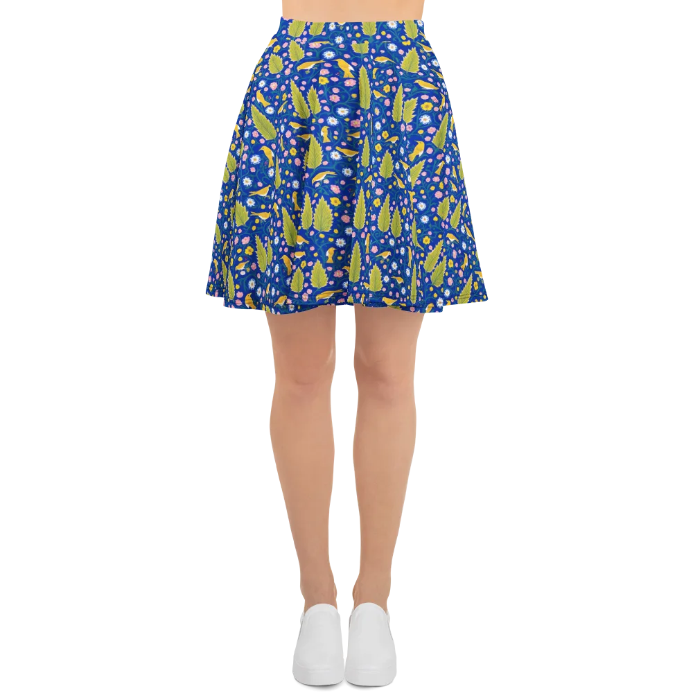 Golden Garden Flight on Skater Skirt — Front
