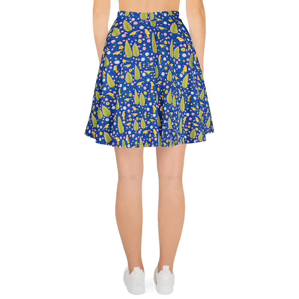Golden Garden Flight on Skater Skirt — Back