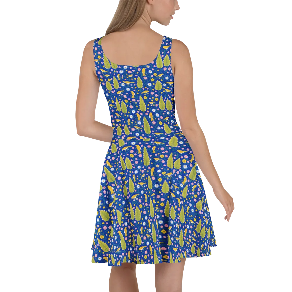 Golden Garden Flight on Skater Dress — Back
