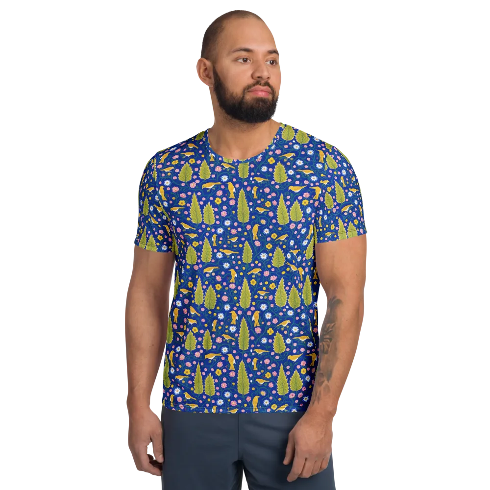 Golden Garden Flight on Men's Athletic T-Shirt — Front