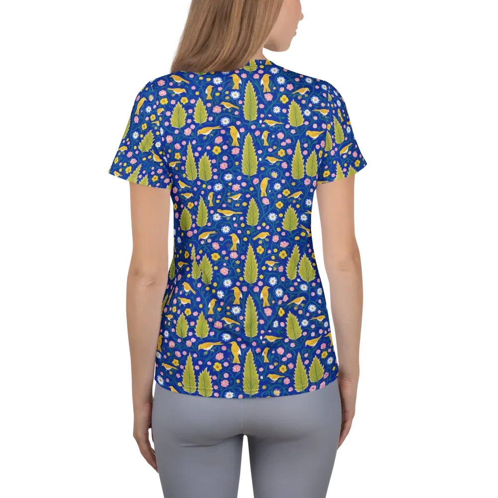 Golden Garden Flight on Women's Athletic T-Shirt — Back