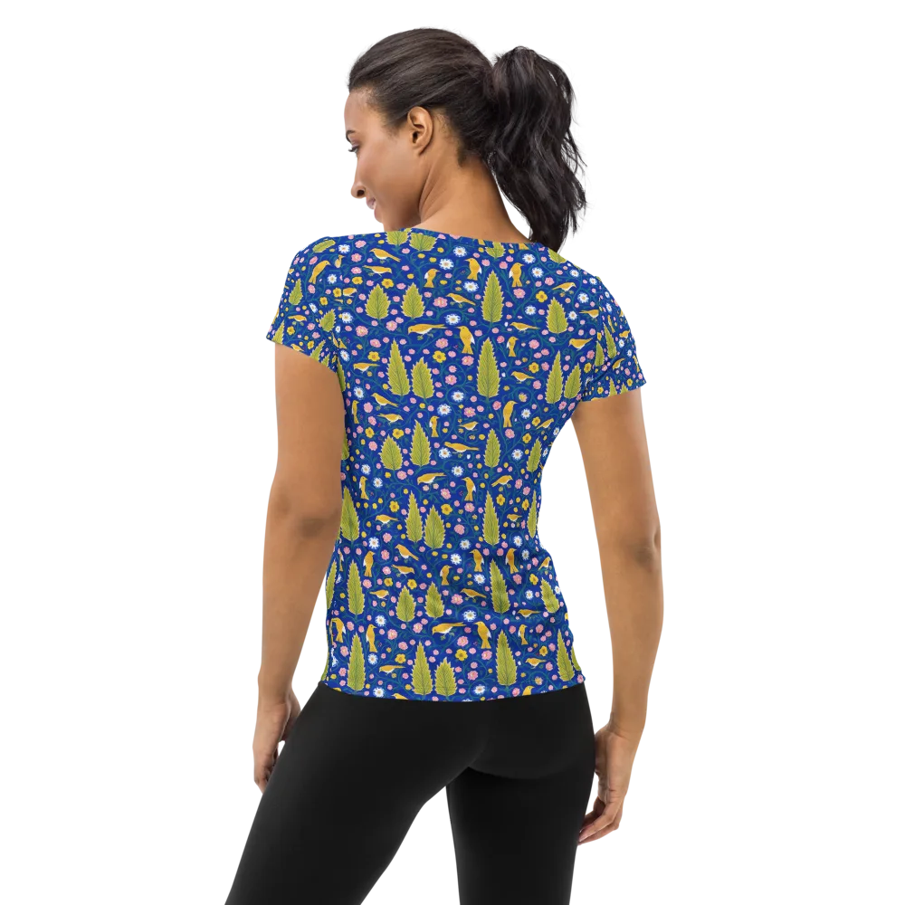 Golden Garden Flight on Women's Athletic T-Shirt — Back